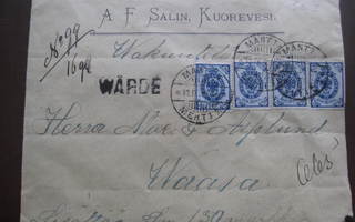 Firma "Wärde" kuori Kuorevedeltä Waasaan 1903 sinetein