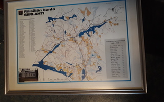 Räisälän kunta Siirlahti (koulupiiri) kartta kehystettynä