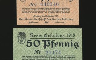 Saksa Notgeld 10, 50 Pfennig, Erkelenz 19.10.1918