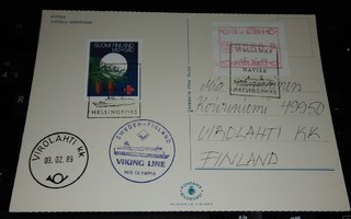 Virolahti kk M/S Olympia Laiva -leima kortti 1989 PK500/11
