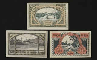 Itävalta Notgeld 10, 20, 50 Heller, Bergheim 1920