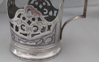 Venäläinen hopea teelasin pidike, 875 hopeaa