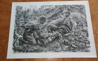 Jatkosota Haavoittunut Sotapiirros Lindeberg 1942