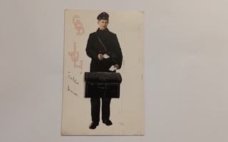 Postikortti. Hyvää Joulua. Postipoika - haitarikortti. 1908.