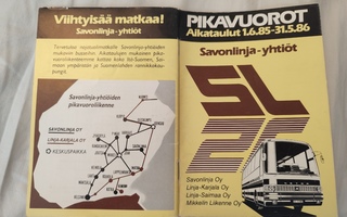 Aikataulu vihkonen Savonlinja yhtiöt pikavuorot 1985