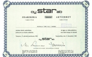 1982 Star Oy, Tampere osakekirja lääketehdas
