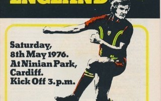 Jalkapallo otteluohjelma Wales - Englanti 1976