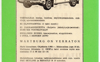 Wartburg - 1966 lehtimainos A5 laminoitu