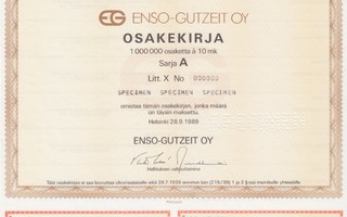 1985 Enso-Gutzeit Oy spec Helsinki Pörssi osakekirja