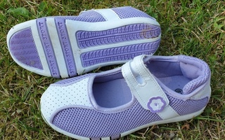 Kauniit violetti/valkoiset tennarimaiset sandaalit, koko 29