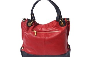 Red/Black Handbag with double handle in soft leather