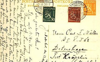 1932 1,25 mk ehiö lisämerkeillä Saksaan
