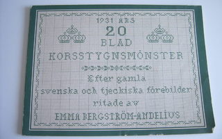 Emma Bergström-Andelius: Korsstygnsmönster / ristipisto 1932