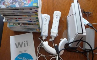Wii konsolipaketti 16 pelillä ( HMDI,ohjaimet,piuhat yms )
