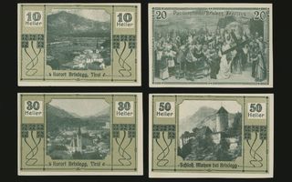 Itävalta Notgeld 10, 20, 30, 50 Heller, Brixlegg 1920