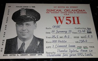Usa - Kotka QSO kortti 1959 Poliisi PK800/7