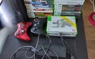 Xbox 360 S 4GB + 250GB, 2 ohjainta, 41 peliä