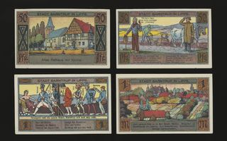 Saksa Notgeld 2 x 50 Pfg, 2 x 1 Mark,  Barntrup 1921