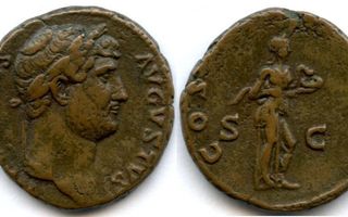 ANTIIKIN ROOMA: Hadrianus, Æ-As 125-128