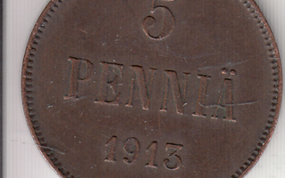 5 penniä 1913  kl 4