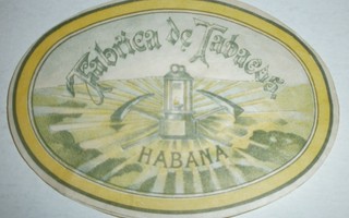 Vanha tupakkaetiketti Fabrica de Tabacos, Habana