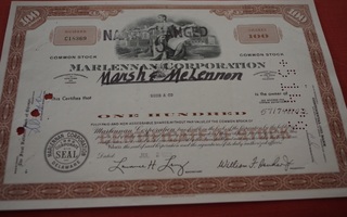 Osakekirja Yhdysvallat Marlennan Corp., Marsh &McLennon 1969