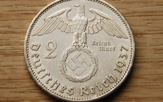 2 Reichsmark 1937, Hopea,NATSISAKSA, Hakaristi