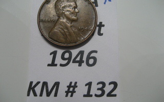 U.S.A   1 Cent 1946  KM # 132  Pronssi  "Lincoln - Wheat Pen