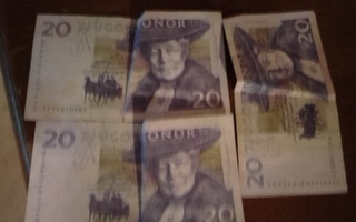 3 x 20 kruunun seteleitä