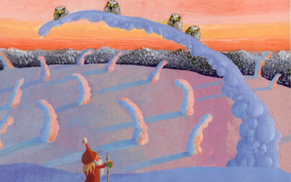 Pekka Vuori: Pöllöt lumisella oksalla (iso taittokortti)