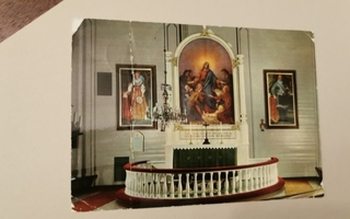 Ristiina, Ristiinan kirkko, alttari, kulkenut postikortti