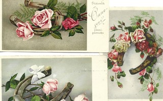 Vanhat kortit, 3 kpl: Ruusut ja hevosenkengät