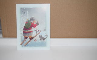 postikortti hiihtäjä