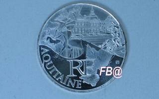 2011 RANSKA 10 euro hopeaa  maakuntaraha AQUITAINE