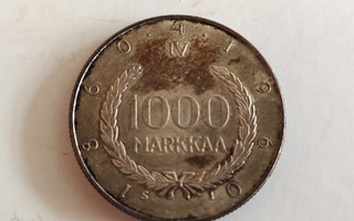 1000 Markkaa 1960, kolikko. Hopea?