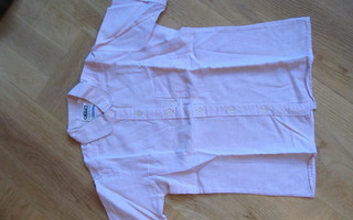 Tyttöjen pinkki-valkoinen  lyhythihainen paita pusero 140
