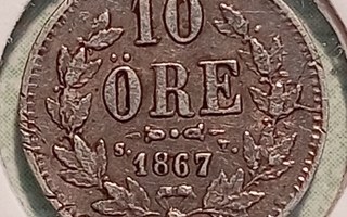Ruotsi 10 öre 1867, Ag