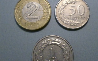 Puolan kolikoita Polish zloty 2, 1, 50 Groschen 3kpl #8