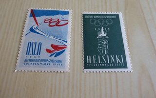 Helsinki ja Oslo 1952 Olympialaiset postimerkit