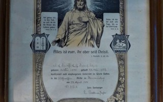 TAULU Jeesus Rippitodistus Kristinusko  koko 40x32cm