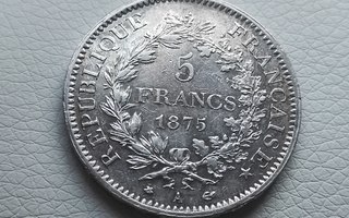 5 Francs 1875 hopearaha