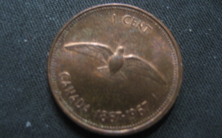 Kanada  1 Cent  1967  KM# 65  Pronssi  Kanadan satavuotisjuh