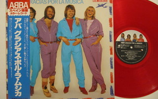 ABBA Gracias Por La Musica Japanilainen PUNAINEN LP OBI