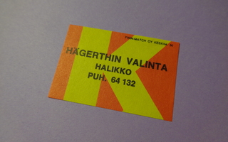 TT-etiketti K Hägerthin Valinta, Halikko