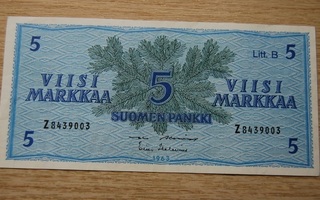 Hienokuntoinen 5 Markkaa 1963 Suomen pankki