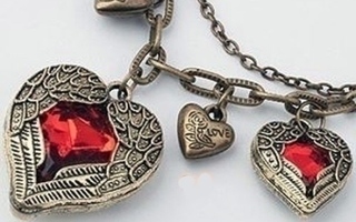 765 .. Retro Vintage Bronze Love Heart .. Kaulakoru