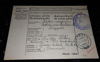Vammala Kotimaisen Paketin Virkalähetys 1948 PK450/13