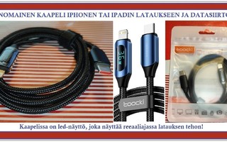 USB C - Lightning data/latauskaapeli digitaalinäyttö/1 metri