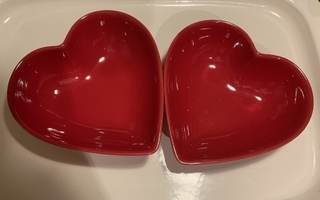 punaiset sydän kulhot tarjoilukulho 2 kpl