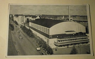 Helsinki, Messuhalli, Mannerheimintietä, ympäristöä, p. 1954